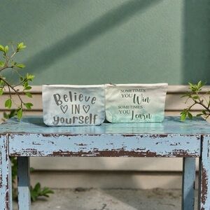 Inspirational Quote Cosmetics Bags (2) NWOT